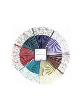 Abanico AMICHI azul marino flores con funda piel