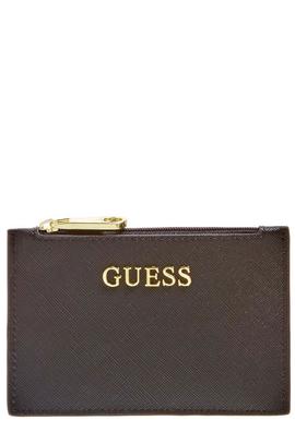 Monedero GUESS plano negro cremallera