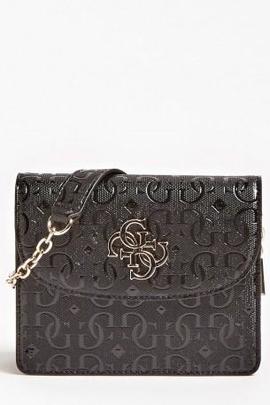 Bolso GUESS cuadrado peque o negro grabados negros