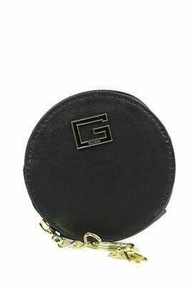 Monedero GUESS redondo negro con llavero
