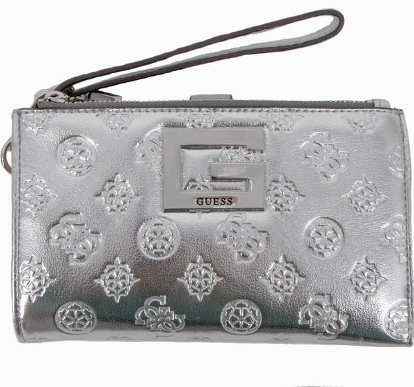 Cartera GUESS plata doble grabados en piel