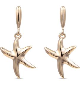 Pendientes LUXENTER Snes largo dorados estrella de mar lisa