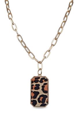 Collar LUXENTER Psuth largo dorado chapa leopardo