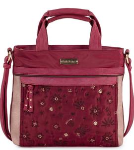 Bolso-bandolera LOIS Amery  granate asas peq flores hilo