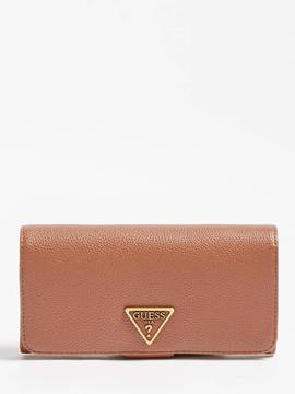 Cartera GUESS DESTINY grande cognac logo delante