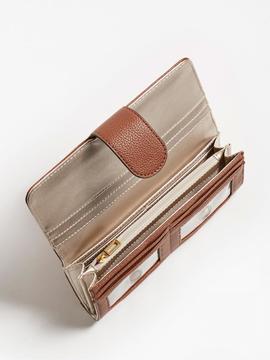 Cartera GUESS DESTINY grande cognac logo delante