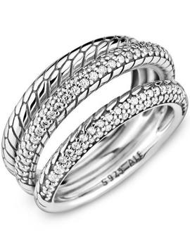 Anillo PANDORA plata tres bandas serpiente en pave