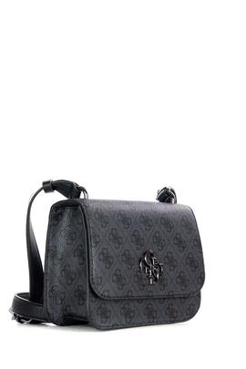 Guess pvc bolso pequeño rigido gris logos negros