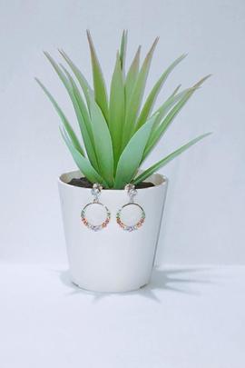 Pendiente plata cuelga aro circonitas colores