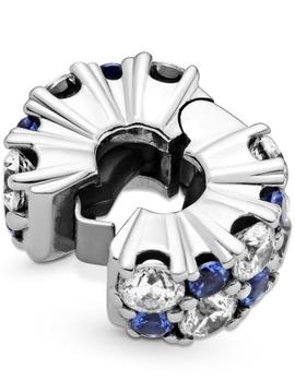 Clip PANDORA plata Brillos Azules y Transparentes