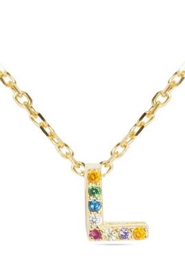 Colgante LUXENTER plata dorada letra L circonitas colores