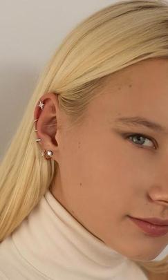 Earcuff LUXENTER Issphe plata rosado aro estrella delante