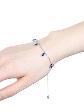 Pulsera LUXENTER plata cuelgan lagrimas zafiro