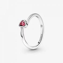 Anillo PANDORA plata Corazón Solitario Rojo Inclinado