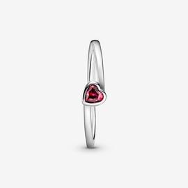 Anillo PANDORA plata Corazón Solitario Rojo Inclinado