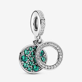 Charm PANDORA colgar plata Doble Disco Verde Brillante