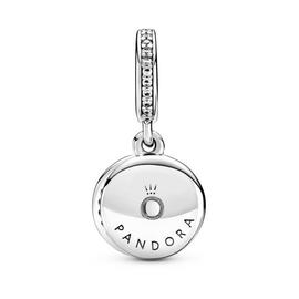 Charm PANDORA colgar plata Doble Disco Rojo Brillante