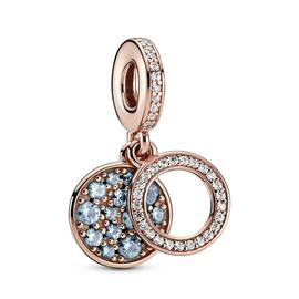 Charm PANDORA Rose colgar Doble Disco Azul Claro Brillante