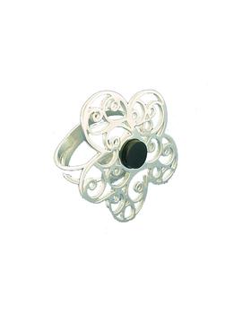 Anillo FINK Flor Labrada Azabache