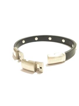 Pulsera POLICE cuero negro tachuelas acero