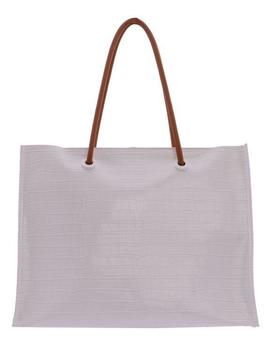 Bolso shopper DON ALGODON blanco roto asas camel