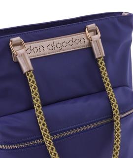 Bolso shopper DON ALGODON marino detalles dorados