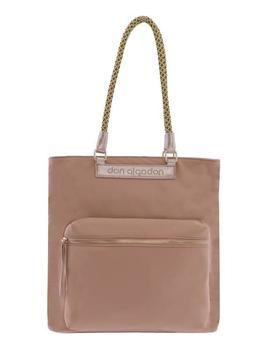 Bolso shopper DON ALGODON beige detalles dorados