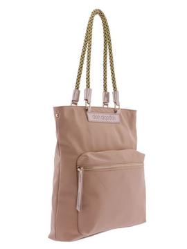 Bolso shopper DON ALGODON beige detalles dorados