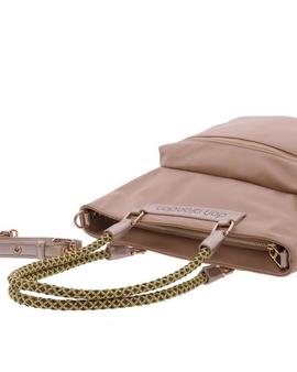 Bolso shopper DON ALGODON beige detalles dorados