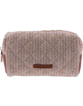 Cartera DON ALGODON tejido natural beige con camel