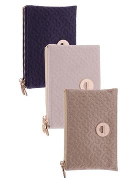 Cartera DON ALGODON doble beige logos grabados