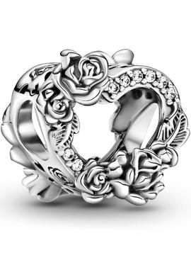 Charm PANDORA plata Corazón Abierto y Flores Rosas