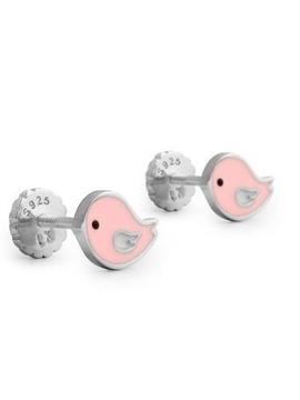 Pendientes LUXENTER Nesy plata pajarito esmalte rosa