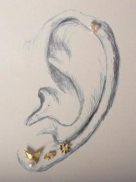 Piercing LUXENTER Sthy plata dorada alas con perla