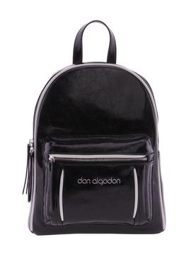 Mochila DON ALGODON negra detalles blancos