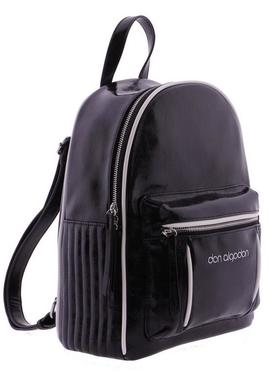 Mochila DON ALGODON negra detalles blancos