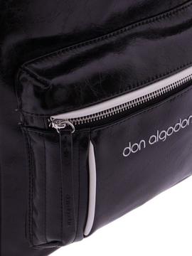 Mochila DON ALGODON negra detalles blancos