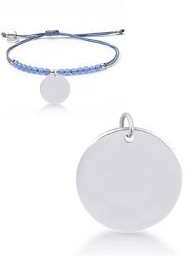 Pulsera LUXENTER macrame azul bolas chapa plata