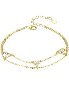 Pulsera LUXENTER TILEN dorada doble centro 3 flores