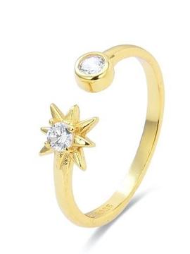 Anillo LUXENTER LIALT dorado abierto chaton y estrella