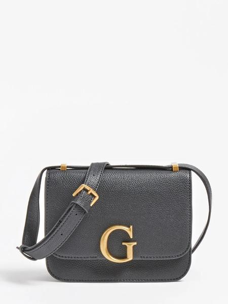 Bolso GUESS CORILY negro G dorada