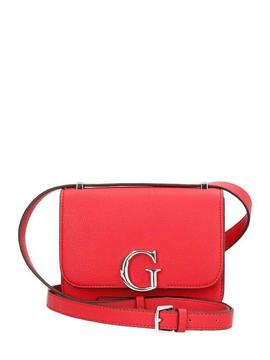 Bolso GUESS Corily rojo rigido cierre G plateada