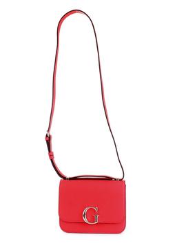 Bolso GUESS Corily rojo rigido cierre G plateada