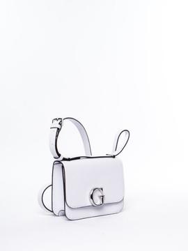 Bolso GUESS Corily blanco rigido cierre G plateada