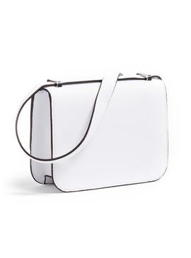 Bolso GUESS Corily blanco rigido cierre G plateada