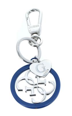 Llavero GUESS plateado aro azul 4G centro