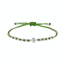 Pulsera LUXENTER macrame verde flor plata