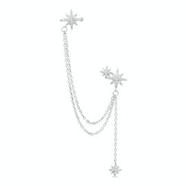 Piercing LUXENTER Khure plata estrellas cadena earcuff