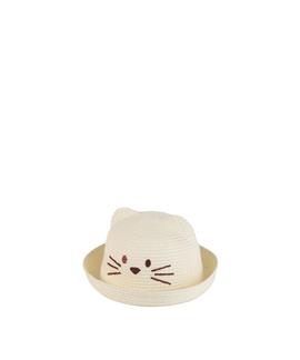 Sombrerito KBAS niña rafia beig cara gatito