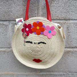 Bolso FRIDA KAHLO redondo bordado frida asas rojas